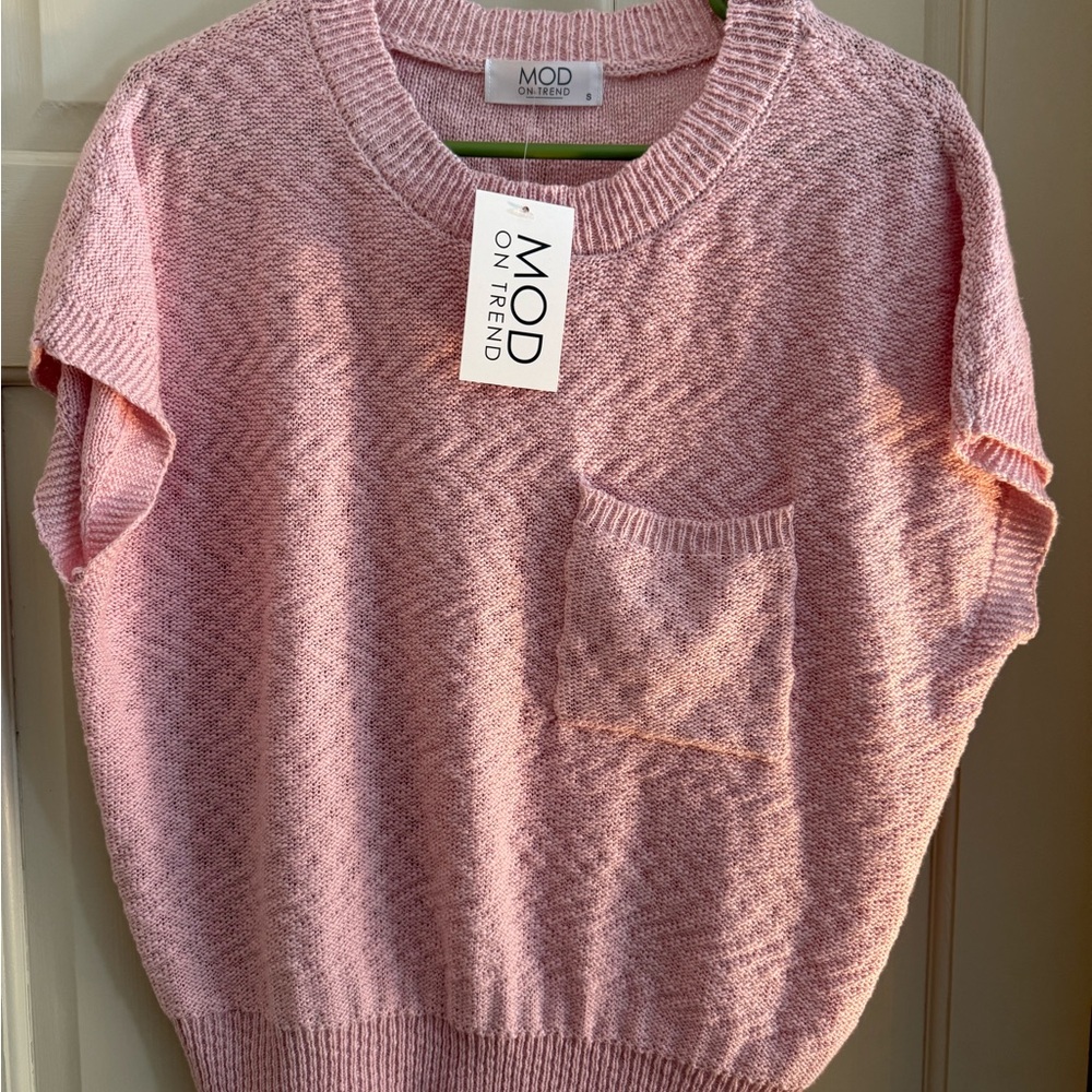 MOD On Trend Pink Knit Blouse